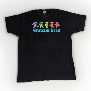 Grateful Dead Dancing Bears Graphic T-Shirt Black Large 21x28 Band Tee